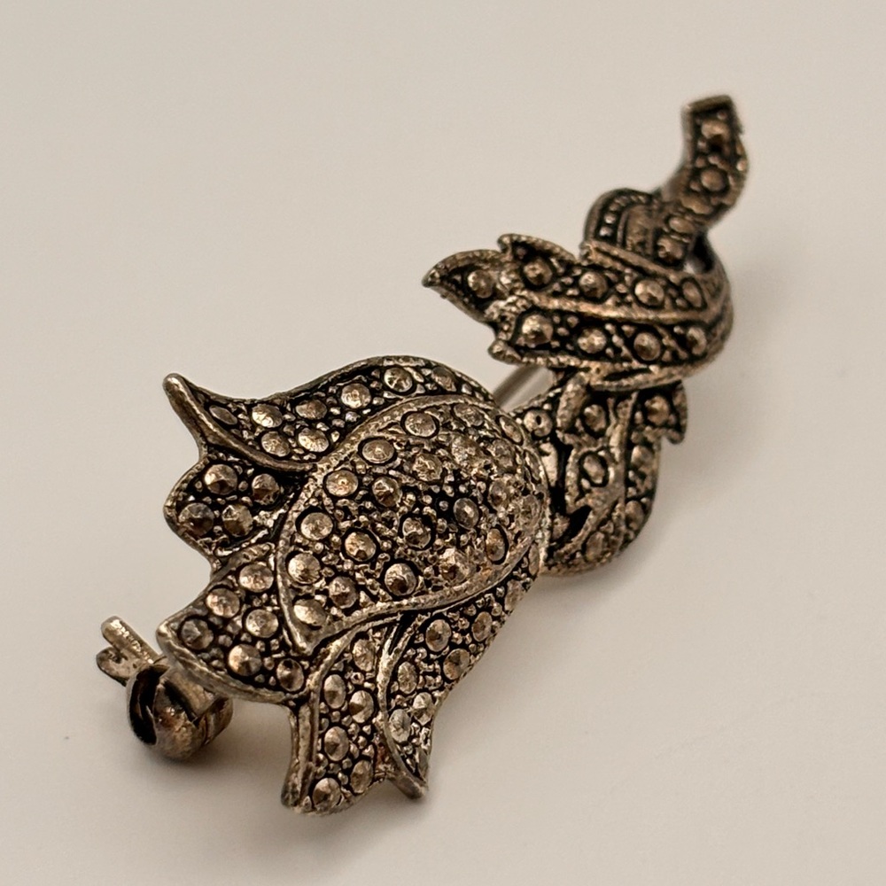 Vintage Marcasite Tulip Brooch - Picture 4 of 10